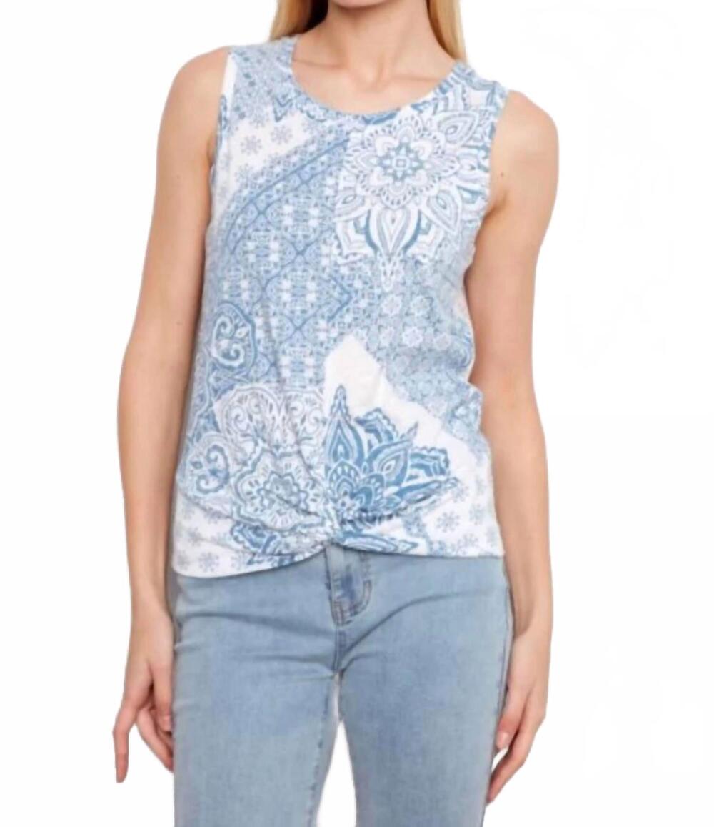 NEW CHARLIE B twisted hem front top in bandana
